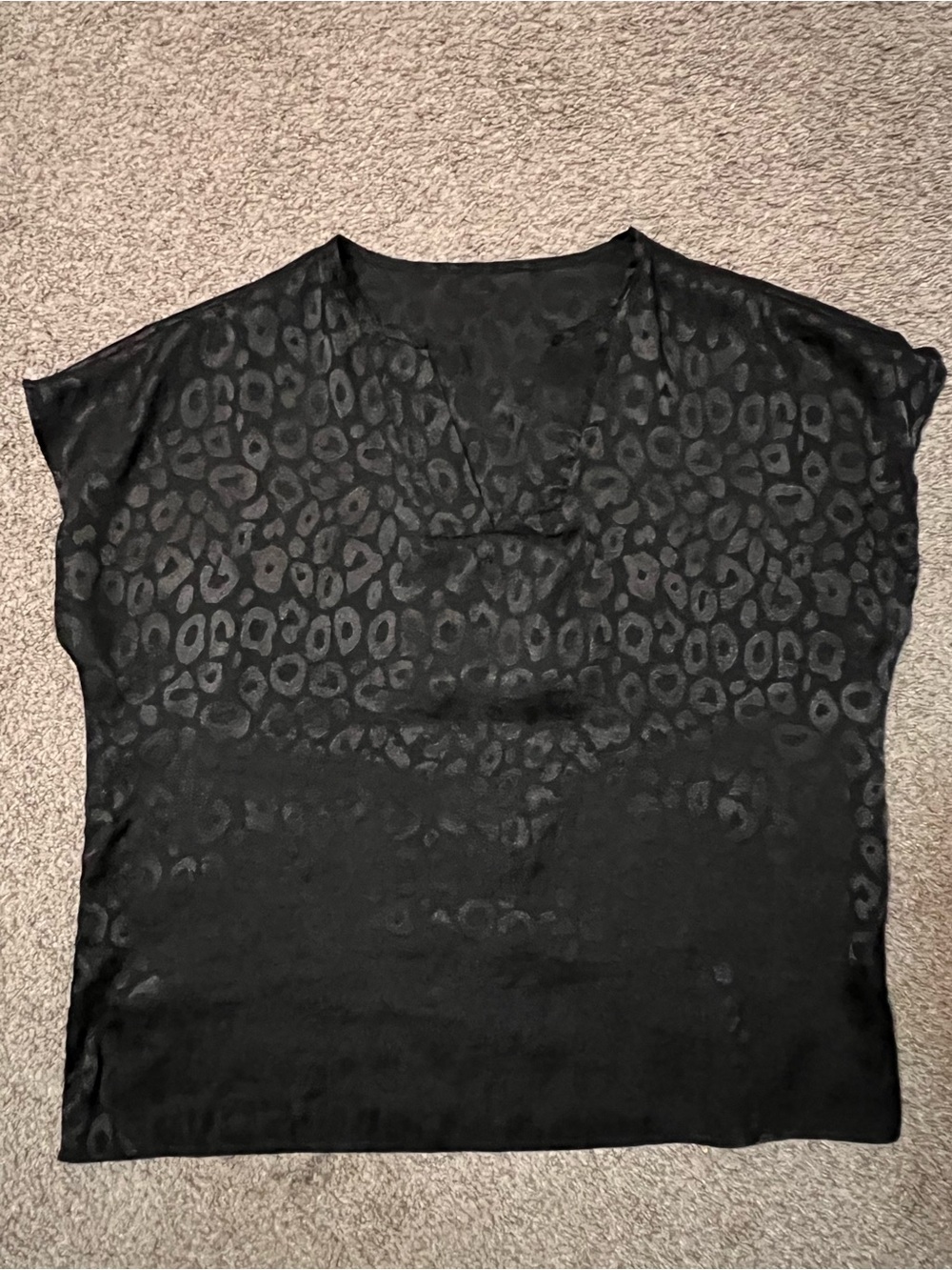 Black Leopard-Print V-Neck Women's Top
